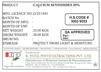 Calcium Sennosides 20%_25 Kg (Calcium Sennosides 20 25kg)